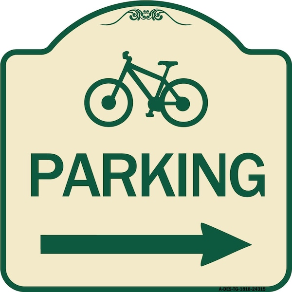 Signmission Bicycle Symbol Parking Right Arrow Heavy-Gauge Aluminum Architectural Sign, 18" x 18", TG-1818-24315 A-DES-TG-1818-24315 - main